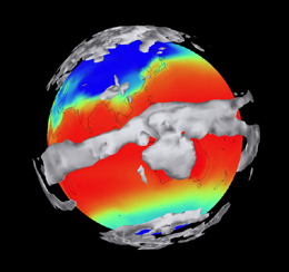 Earth globe with temperatures displayes