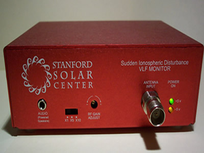 This is the front of a Sudden Ionospheric Disturbance (SID)
monitor, which can detect sudden changes in Earth's
<a href="/earth/Atmosphere/ionosphere.html&edu=elem&dev=">ionosphere</a> caused
by <a href="/sun/atmosphere/solar_flares.html&edu=elem&dev=">solar
flares</a> and
similar <a href="/sun/solar_activity.html&edu=elem&dev=">solar
activity</a>.
The Earth's ionosphere is critical to our ability to communicate via <a href="/physical_science/magnetism/em_radio_waves.html&edu=elem&dev=">radio
waves</a> over
long distances.<p><small><em> Image courtesy Stanford SOLAR Center.</em></small></p>